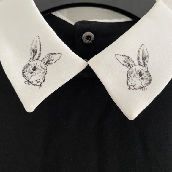 NWT Victoria Beckham collared bunny dress XS black and white - Picture 3 of 7